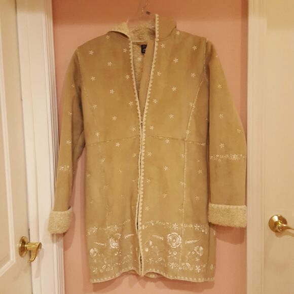 GAP GIRLS FAUX SUEDE BEIGE COAT GIRLS XXL 14-16 - Picture 1 of 8